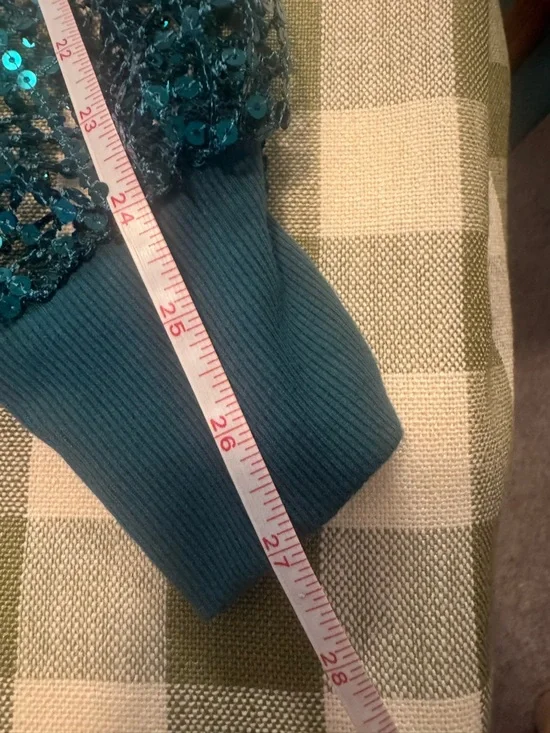 Pilcro Teal Sequin Mesh Jersey Long-Sleeve Top - Picture 15 of 16